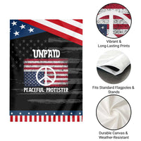 Unpaid Peaceful Protester Garden Flag Peace Sign Anti War Patriotic US Flag