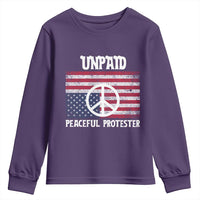 Unpaid Peaceful Protester Youth Sweatshirt Peace Sign Anti War Patriotic US Flag
