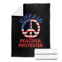 Unpaid Peaceful Protester Throw Blanket Peace Sign Patriotic US Flag Political Protest