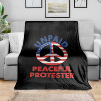 Unpaid Peaceful Protester Throw Blanket Peace Sign Patriotic US Flag Political Protest