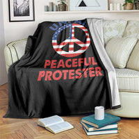Unpaid Peaceful Protester Throw Blanket Peace Sign Patriotic US Flag Political Protest