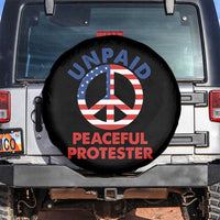 Unpaid Peaceful Protester Spare Tire Cover Peace Sign Patriotic US Flag Political Protest