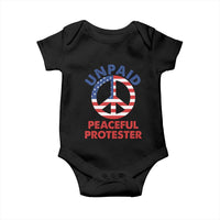 Unpaid Peaceful Protester Baby Onesie Peace Sign Patriotic US Flag Political Protest