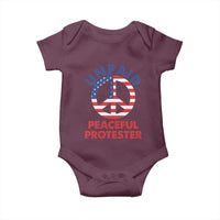 Unpaid Peaceful Protester Baby Onesie Peace Sign Patriotic US Flag Political Protest