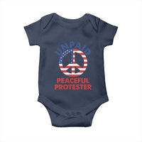 Unpaid Peaceful Protester Baby Onesie Peace Sign Patriotic US Flag Political Protest