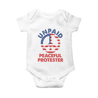 Unpaid Peaceful Protester Baby Onesie Peace Sign Patriotic US Flag Political Protest