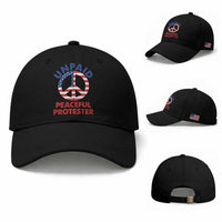 Unpaid Peaceful Protester Baseball Cap Peace Sign Patriotic US Flag Political Protest