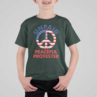 Unpaid Peaceful Protester T Shirt For Kid Peace Sign Patriotic US Flag Political Protest
