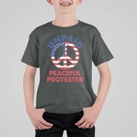 Unpaid Peaceful Protester T Shirt For Kid Peace Sign Patriotic US Flag Political Protest