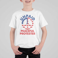 Unpaid Peaceful Protester T Shirt For Kid Peace Sign Patriotic US Flag Political Protest