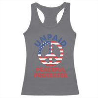 Unpaid Peaceful Protester Racerback Tank Top Peace Sign Patriotic US Flag Political Protest