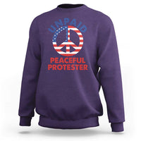 Unpaid Peaceful Protester Sweatshirt Peace Sign Patriotic US Flag Political Protest