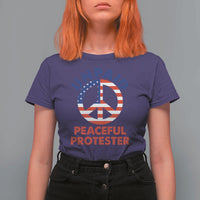 Unpaid Peaceful Protester T Shirt For Women Peace Sign Patriotic US Flag Political Protest
