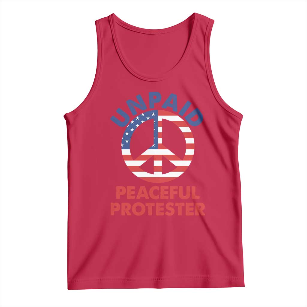 Unpaid Peaceful Protester Tank Top Peace Sign Patriotic US Flag Political Protest
