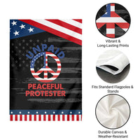 Unpaid Peaceful Protester Garden Flag Peace Sign Patriotic US Flag Political Protest
