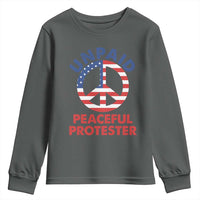 Unpaid Peaceful Protester Youth Sweatshirt Peace Sign Patriotic US Flag Political Protest