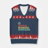 Unpaid Peaceful Protester V-Neck Knit Sweater Vest Political Resistance Movement