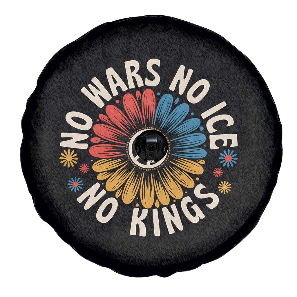 No Kings No ICE No Wars Spare Tire Cover Peace Sign Sunflower Anti War Freedom Activist