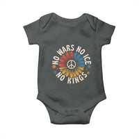 No Kings No ICE No Wars Baby Onesie Peace Sign Sunflower Anti War Freedom Activist