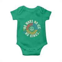 No Kings No ICE No Wars Baby Onesie Peace Sign Sunflower Anti War Freedom Activist
