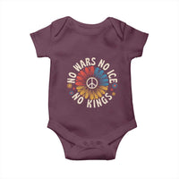No Kings No ICE No Wars Baby Onesie Peace Sign Sunflower Anti War Freedom Activist