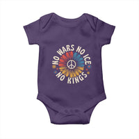 No Kings No ICE No Wars Baby Onesie Peace Sign Sunflower Anti War Freedom Activist