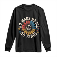 No Kings No ICE No Wars Long Sleeve Shirt Peace Sign Sunflower Anti War Freedom Activist