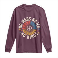 No Kings No ICE No Wars Long Sleeve Shirt Peace Sign Sunflower Anti War Freedom Activist