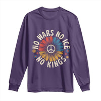 No Kings No ICE No Wars Long Sleeve Shirt Peace Sign Sunflower Anti War Freedom Activist