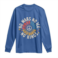 No Kings No ICE No Wars Long Sleeve Shirt Peace Sign Sunflower Anti War Freedom Activist