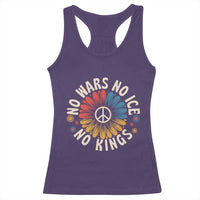 No Kings No ICE No Wars Racerback Tank Top Peace Sign Sunflower Anti War Freedom Activist