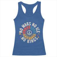 No Kings No ICE No Wars Racerback Tank Top Peace Sign Sunflower Anti War Freedom Activist