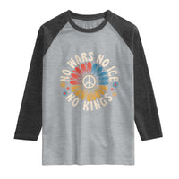 No Kings No ICE No Wars Raglan Shirt Peace Sign Sunflower Anti War Freedom Activist