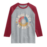 No Kings No ICE No Wars Raglan Shirt Peace Sign Sunflower Anti War Freedom Activist