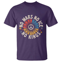 No Kings No ICE No Wars T Shirt Peace Sign Sunflower Anti War Freedom Activist