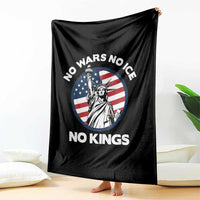 No Kings No ICE No Wars Throw Blanket Statue of Liberty US Flag Anti War Freedom Activist