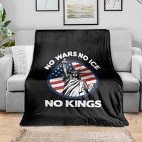 No Kings No ICE No Wars Throw Blanket Statue of Liberty US Flag Anti War Freedom Activist