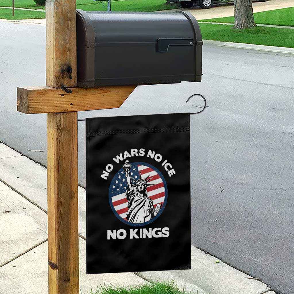 No Kings No ICE No Wars Garden Flag Statue of Liberty US Flag Anti War Freedom Activist