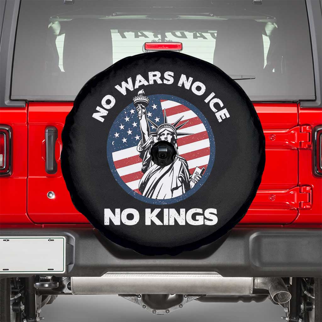 No Kings No ICE No Wars Spare Tire Cover Statue of Liberty US Flag Anti War Freedom Activist