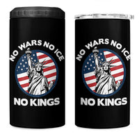 No Kings No ICE No Wars 4 in 1 Can Cooler Tumbler Statue of Liberty US Flag Anti War Freedom Activist