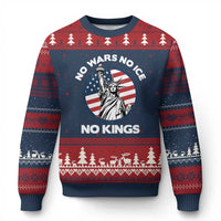 No Kings No ICE No Wars Ugly Christmas Sweater Statue of Liberty US Flag Anti War Freedom Activist