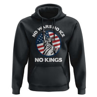 No Kings No ICE No Wars Hoodie Statue of Liberty US Flag Anti War Freedom Activist