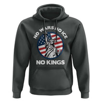 No Kings No ICE No Wars Hoodie Statue of Liberty US Flag Anti War Freedom Activist