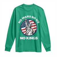 No Kings No ICE No Wars Long Sleeve Shirt Statue of Liberty US Flag Anti War Freedom Activist