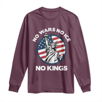 No Kings No ICE No Wars Long Sleeve Shirt Statue of Liberty US Flag Anti War Freedom Activist