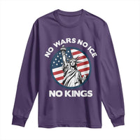 No Kings No ICE No Wars Long Sleeve Shirt Statue of Liberty US Flag Anti War Freedom Activist