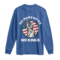 No Kings No ICE No Wars Long Sleeve Shirt Statue of Liberty US Flag Anti War Freedom Activist