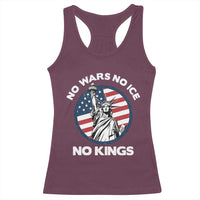 No Kings No ICE No Wars Racerback Tank Top Statue of Liberty US Flag Anti War Freedom Activist