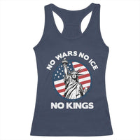 No Kings No ICE No Wars Racerback Tank Top Statue of Liberty US Flag Anti War Freedom Activist