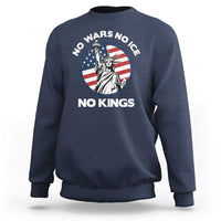 No Kings No ICE No Wars Sweatshirt Statue of Liberty US Flag Anti War Freedom Activist